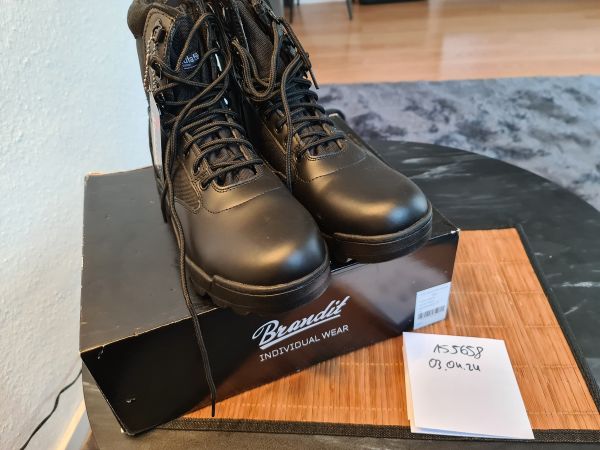 Brandit Zipper Taktische Stiefel - Echtleder/Schwarz/Gr. 46
