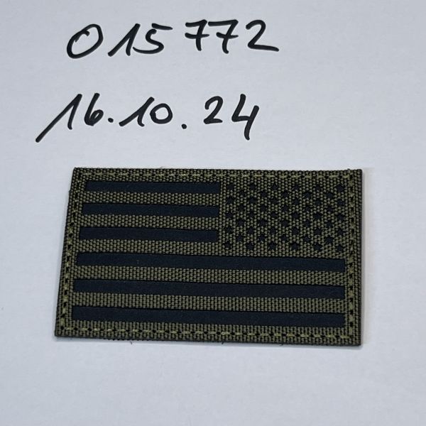 Lasercut Klett Patch USA Rechts Oliv-Schwarz IR reflective 8x5 cm
