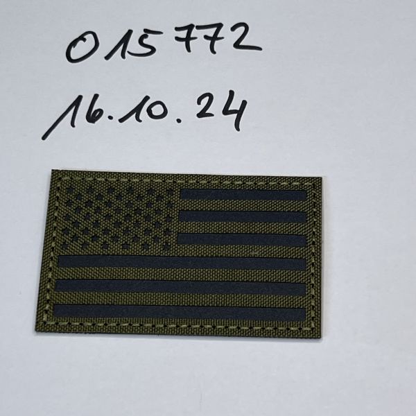 Lasercut Klett Patch USA LinksOliv-Schwarz IR reflective 8x5 cm