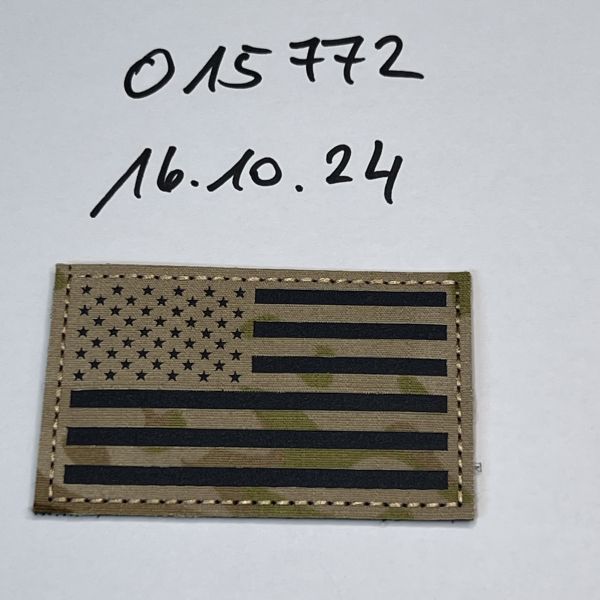 Lasercut Klett Patch USA Links multicam-Schwarz IR reflective 8x5 cm