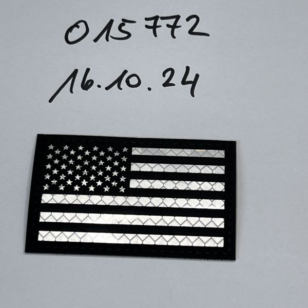 Lasercut Klett Patch USA Links schwarz-silber reflective 8x5 cm