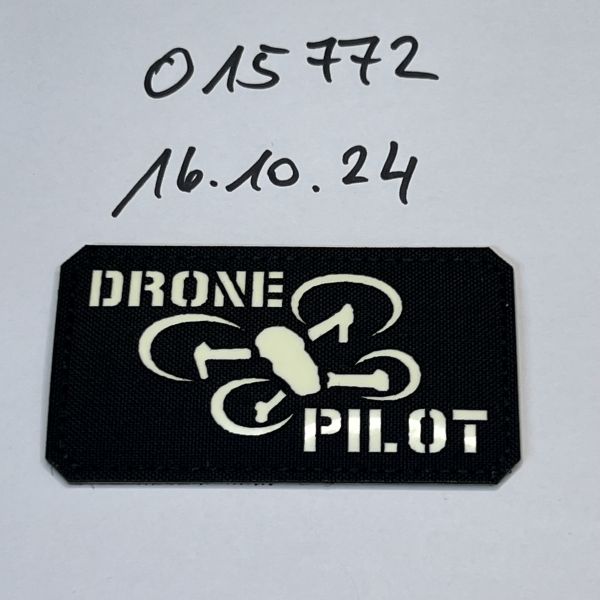 Lasercut Klett Patch Drone Pilot Drohnenpilot NIGHTGLOW 8x5 cm