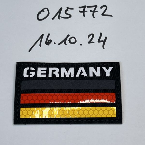 Lasercut Klett Patch Deutschland Germany schwarz-bunt IR reflective 8x5 cm