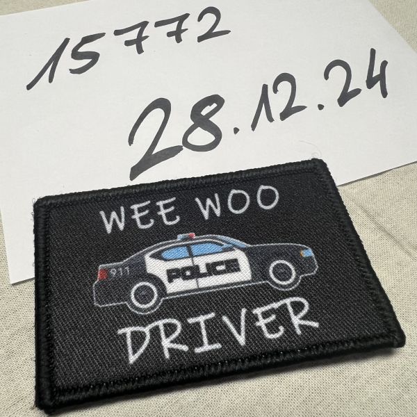 Textil Klett Patch Wee Woo Driver Polizei Police 8x5 cm