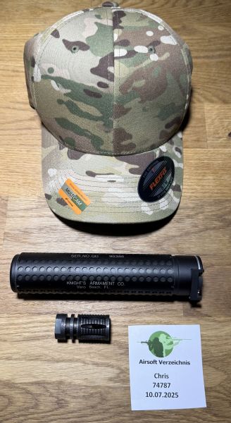 NUR NOCH 7 TAGE MadBull / Knight's Armament QD Suppressor Quick Detach KAC Schalldämpfer + Multicam Cap