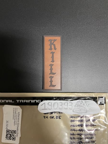 Carbon Engraving Kill Leather Patch Neu