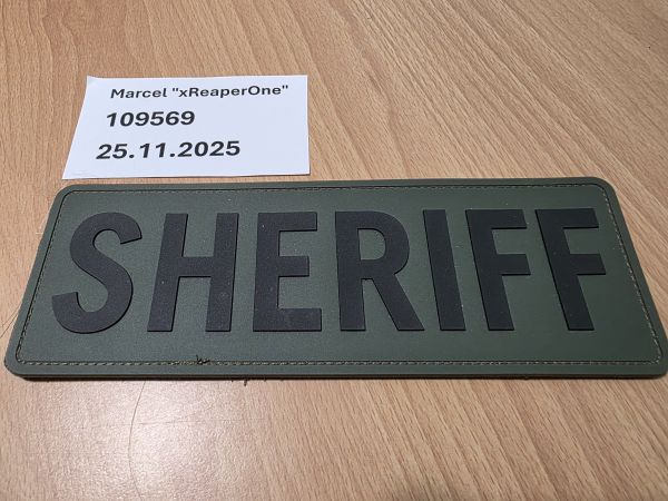 SHERIFF Patch PVC 21,5x7,8cm Oliv