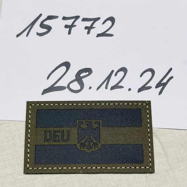 Lasercut Klett Patch Deutschland DEU Oliv IR reflective 9x5 cm