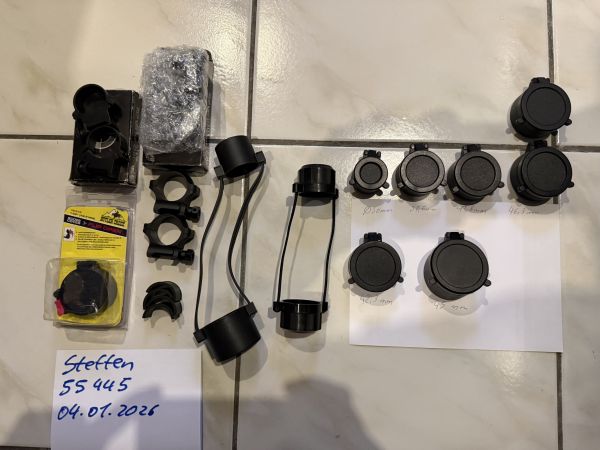 ZUBEHÖR SCOPE ZIELFERNROHR COVER FLIP UP BUTLER CREEK AIMPOINT MOUNT RINGE KONVOLUT SET