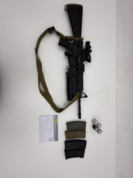 Evolution Airsoft M4 S-AEG US Marine Style mit funktionsfähigem M203 Granatwerfer – inkl. 2× 40 mm Granaten