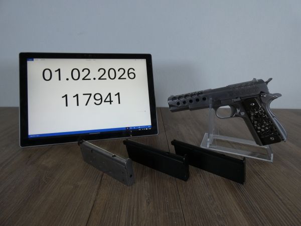 Wei-ETech M1911 Hex Cut Version Punisher Vollmetall GBB 6mm BB Satin-Chrome