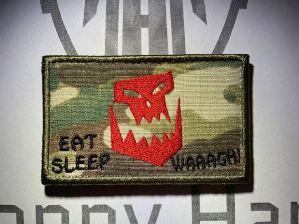 Warhammer Orks Velcro Patch – Eat Sleep WAAAGH! (Multicam)