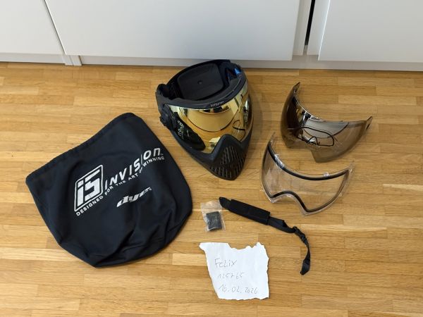 DYE i5 Paintball Maske Schwarz Onyx mit 3 Gläsern Sunrise Clear