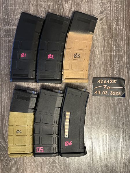 6x Novritsch BattleAxe M4 Midcap Magazin 140 BBs 