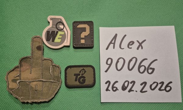 4 Patches, Stoff + Gummi, Velcro