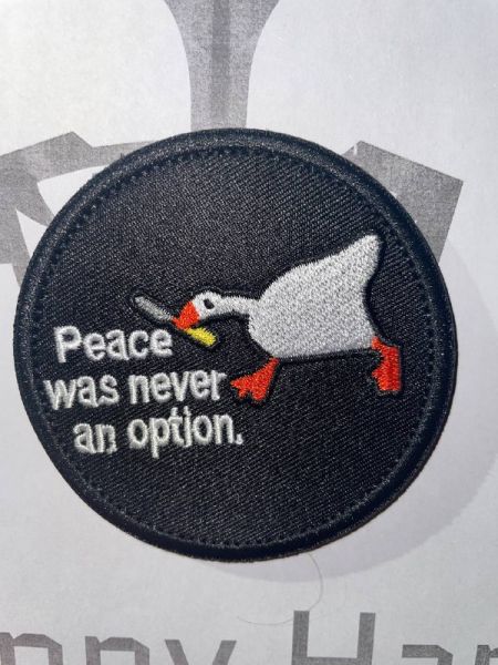 Untitled Goose Game Patch – “Peace Was Never An Option” Goose Velcro Patch