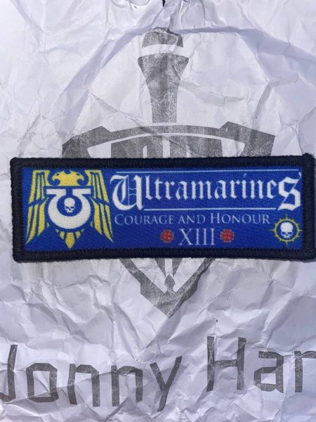 Ultramarines Banner Patch – Warhammer 40K Stoff Klett Aufnäher Space Marine Chapter 11,5×3,9 cm