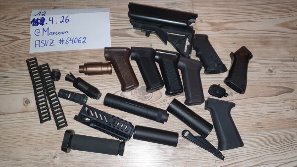 Konvolut - Externals ; Amplifier , Silencer ,  AK , M4 , Griffe , AKs74U RIS 