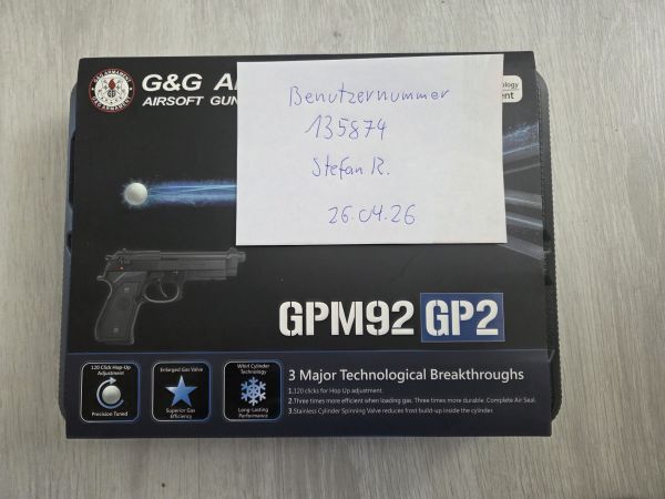 G&G GPM92 GP2 (Beretta 92) Airsoft Pistole Gas-Blowback 6mm BB Vollmetall / sehr guter und gepflegter Zustand 