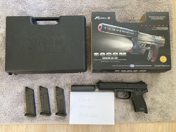 Tokyo Marui TM MK23 Socom NBB mit 3 Magazinen, Holster & 2. Schalldämpfer