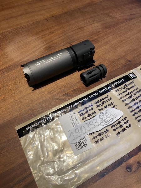 ASG B&T Rotex-V Compact Aluminium Silencer mit Stahl Flash-Hider CCW Neu Grau