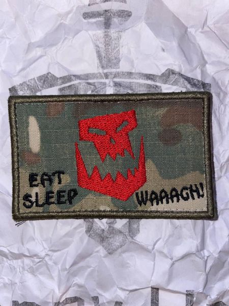 Warhammer Orks Velcro Patch – Eat Sleep WAAAGH! – Multicam Klett Aufnäher