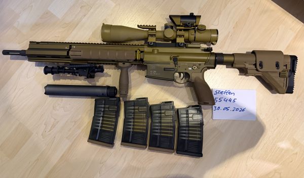 VFC G28 SAEG DMR VOLLTUNING RETROARMS SILENCER CRUSADER mit MARKINGS WIE NEU