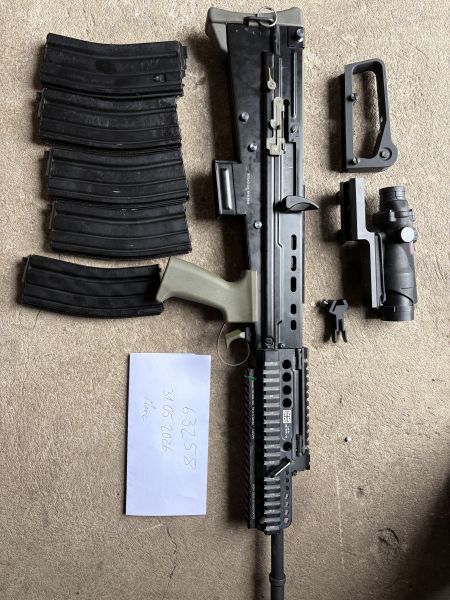 WE L85A2 mit Daniel Defense Rail, Epes Mount + ACOG und 5 Mags