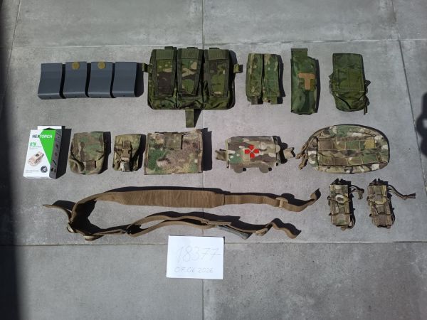 Multicam (Tropic) Pouches, Blue Force Gear Sling, Haley Strategic Kydex Inserts, NexTorch Glo-Toob Halter