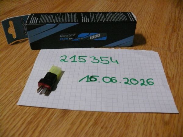 Gens Ace Airsoft LiPo LiHV Akku 11,4V 1000mAh 50C Stock-Tube Type m. T-Stecker Anschluss inkl. Mini TAM Stecker auf T-Plug Buchse