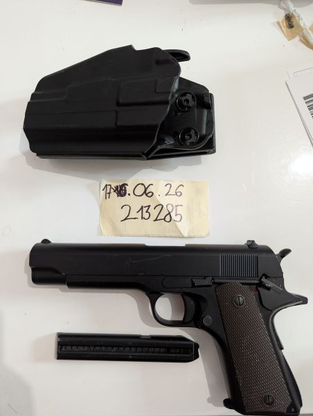 Cyma CM123 M1911 Pistole AEP Metallschlitten mit Lipo + Mosfet Mod und Begadi Universal Holster