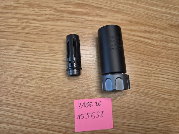 Surefire Warden Blast Diffuser/Schalldämpfer Schwarz Klon mit Markings + Flash Hider 14mm CCW