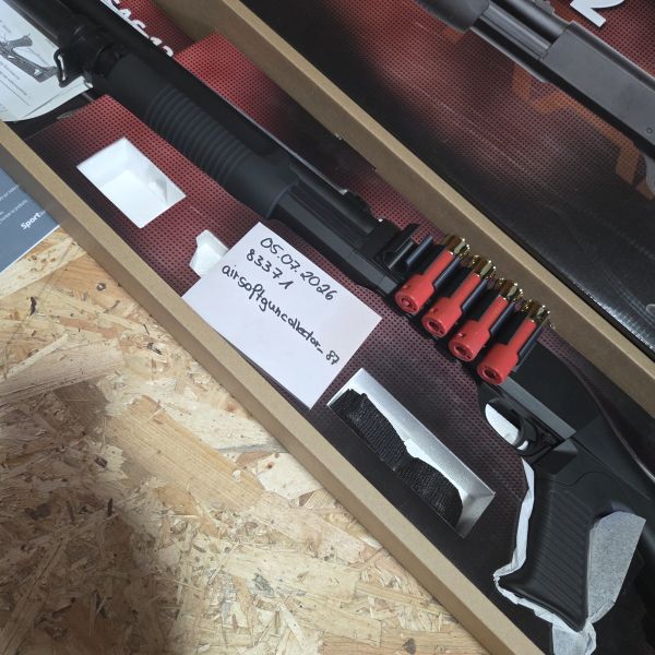 ASG Benelli M3 Super 90 Schrotflinte – 3-Schuss Federdruck – NEU & unbenutzt – OVP + Shell-Halter