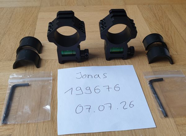 2x Begadi 25,4mm / 30mm Level Montagering mit Wasserwaage & Rail