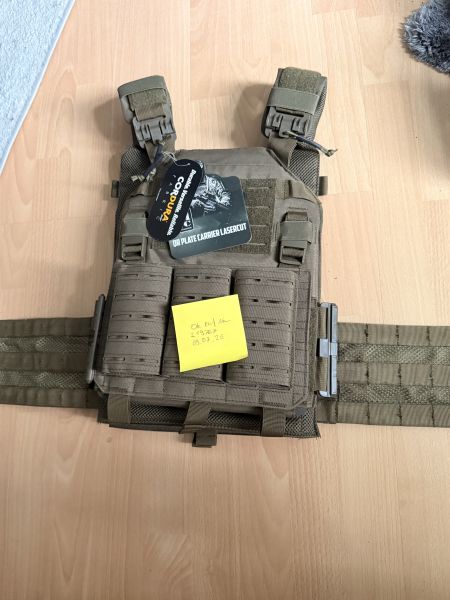 	101 INC QR Plate Carrier Lasercut Molle-Plattenträger Weste oliv inkl. Dummy-Platten