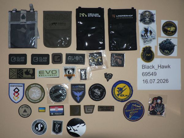 Diverse Patches, Brustbeutel Neck Pouch, Sticker - Mehler, Lindnerhof, Tasmanian Tiger