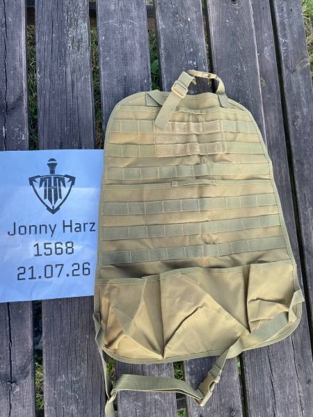 MOLLE Rücksitz-Organizer Sand – KFZ Autositz-Aufbewahrungstasche mit Panel (neuwertig)