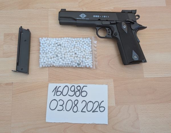 GSG Softair Pistole 1911 Kaliber Federdruck, Schwarz, 6 mm