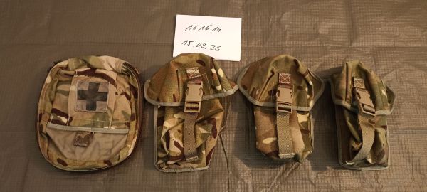 British Army MTP Osprey Pouches (2x Water, 1x Utility, 1x Medical/IFAK)