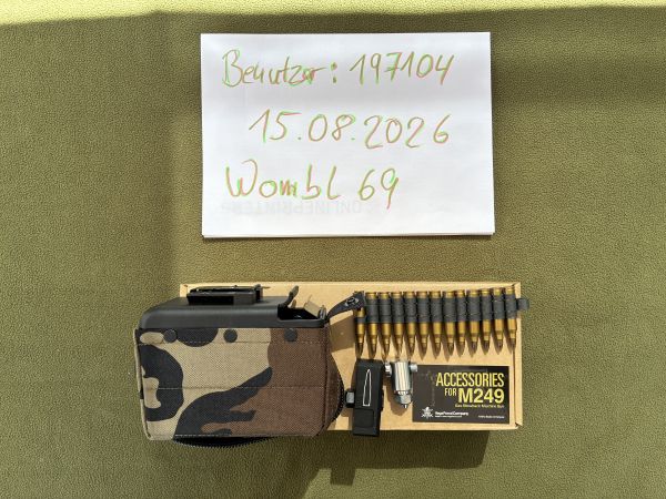 VFC M249 GBB Box Magazin klein mit Zubehör und Dekopatronengurt