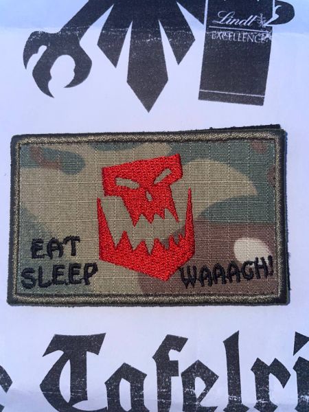 Warhammer Orks Velcro Patch Eat Sleep WAAAGH! Multicam Klett Aufnäher