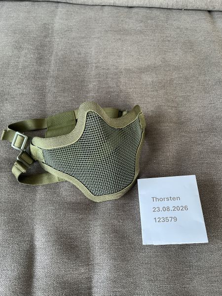 Stalker Mesh Halbmaske, oliv – Airsoft/Paintball Gesichtsschutz – neuwertig