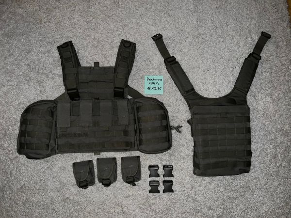Tasmanian Tiger G36 Chest Rig MK2 IRR Safe + Backplate inkl. 3 Granat-Pouches in Steingrau, NEUWERTIG!
