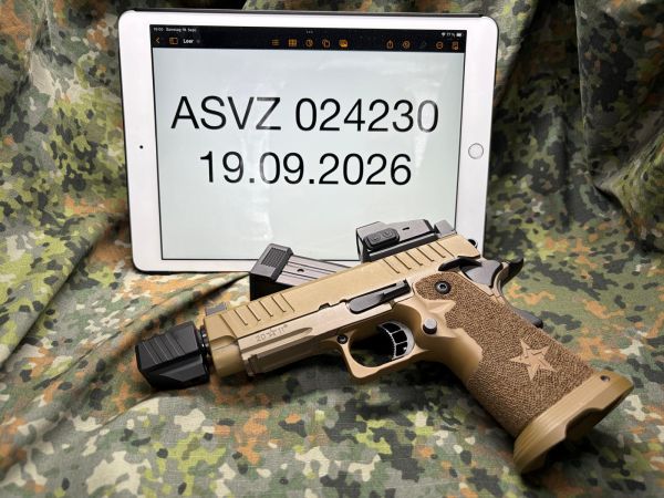 EMG Staccato 2011 C2 Comp GBB (Tan) incl. Kompensator, Swampfox Optik-Klon & Magazin