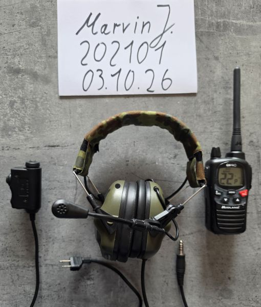 Comms-Set: Midland G9 Pro + Earmor M32 Plus mit Flecktarn Cover & Earmor PTT – Top Zustand