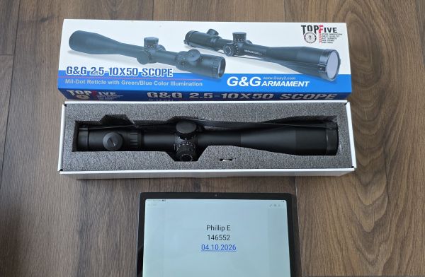 G&G 2.5-10X50 Scope with Green/Blue Color Illumination
