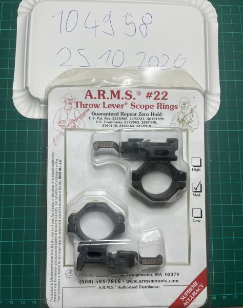 A.R.M.S. Inc. #22M lever stop 30mm rings mk12 